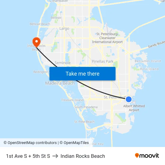 1st Ave S + 5th St S to Indian Rocks Beach map