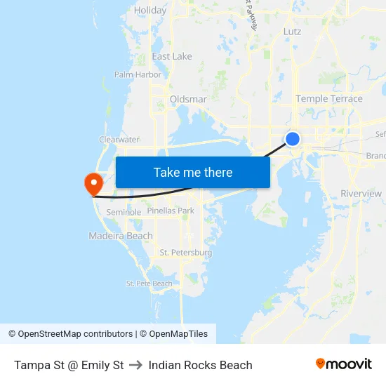 Tampa St @ Emily St to Indian Rocks Beach map