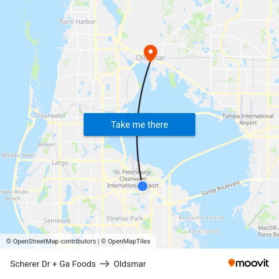Scherer Dr + Ga Foods to Oldsmar map