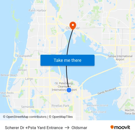 Scherer Dr +Psta Yard Entrance to Oldsmar map