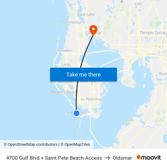 4700 Gulf Blvd + Saint Pete Beach Access to Oldsmar map