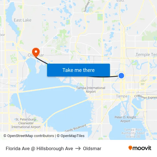 Florida Ave @ Hillsborough Ave to Oldsmar map