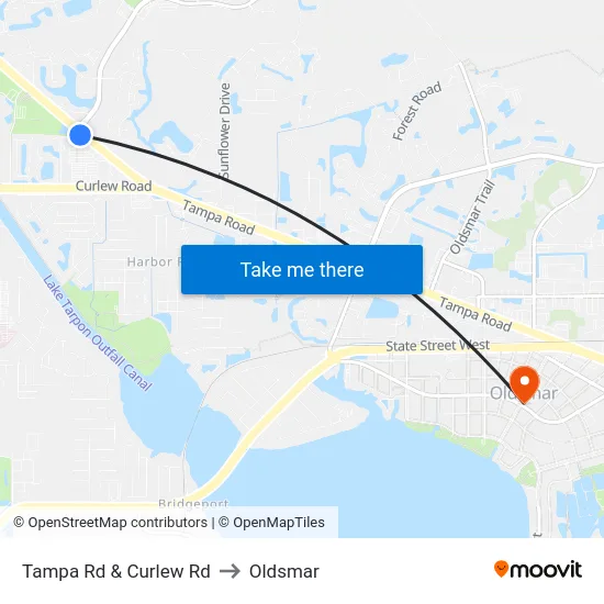 Tampa Rd & Curlew Rd to Oldsmar map
