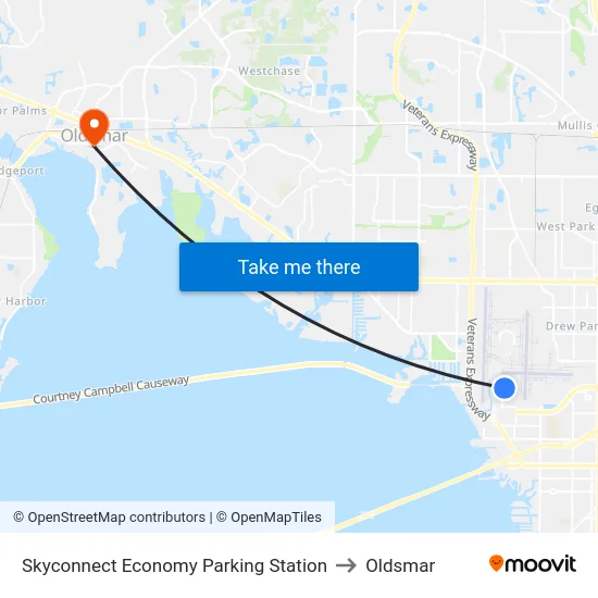 Skyconnect Economy Parking Station to Oldsmar map