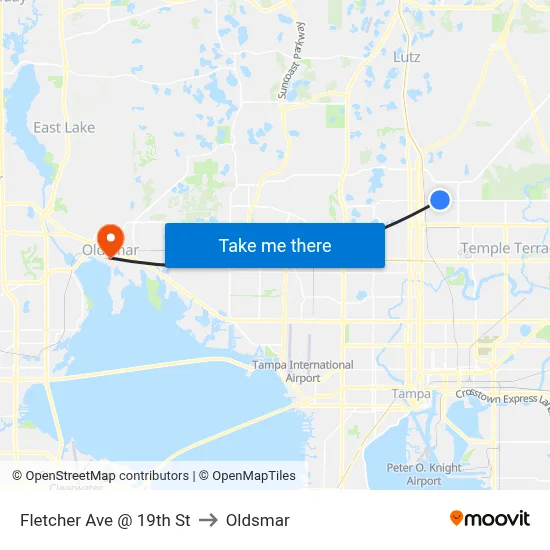 Fletcher Ave @ 19th St to Oldsmar map
