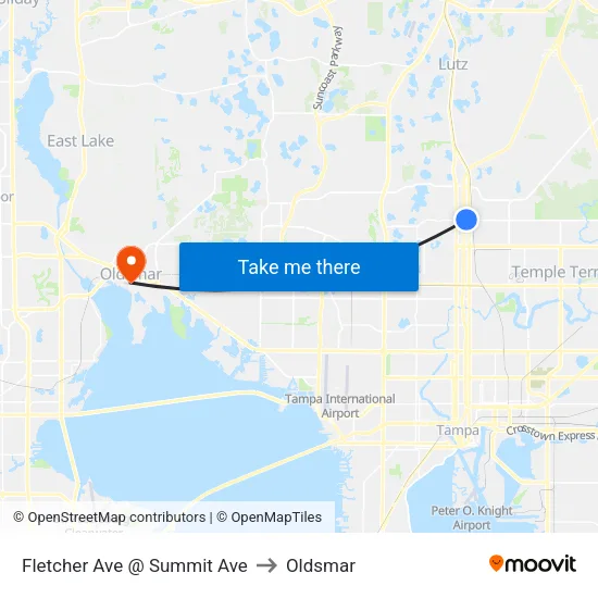 Fletcher Ave @ Summit Ave to Oldsmar map