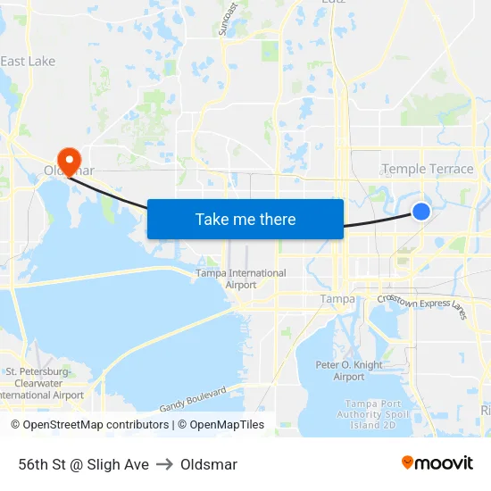 56th St @ Sligh Ave to Oldsmar map