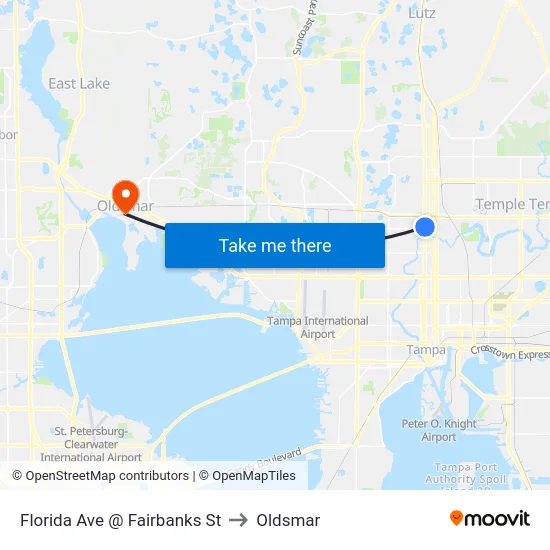Florida Ave @ Fairbanks St to Oldsmar map