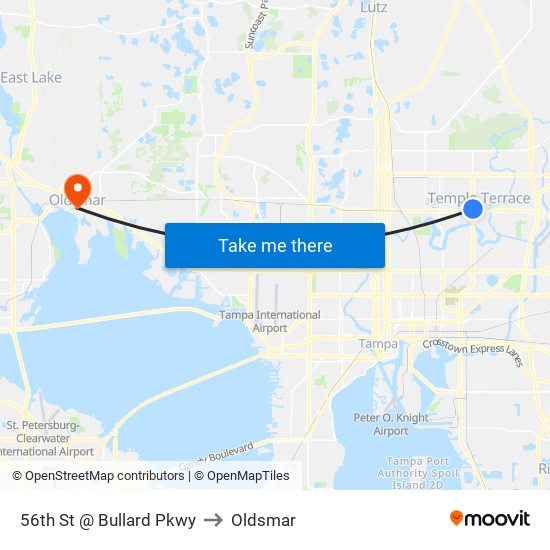 56th St @ Bullard Pkwy to Oldsmar map