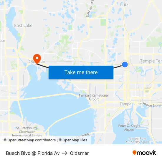 Busch Blvd @ Florida Av to Oldsmar map