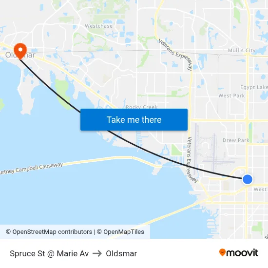 Spruce St @ Marie Av to Oldsmar map