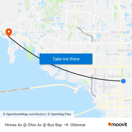 Himes Av @ Ohio Av @ Bus Bay to Oldsmar map