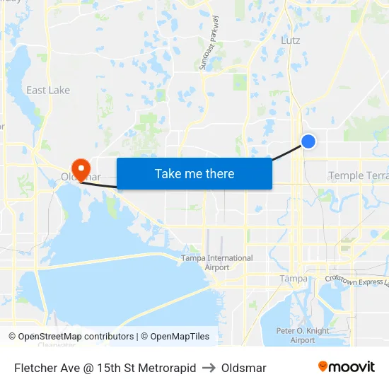 Fletcher Ave @ 15th St Metrorapid to Oldsmar map