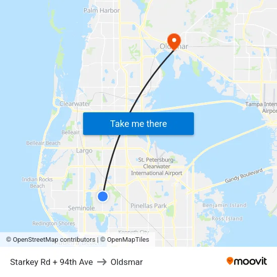 Starkey Rd + 94th Ave to Oldsmar map