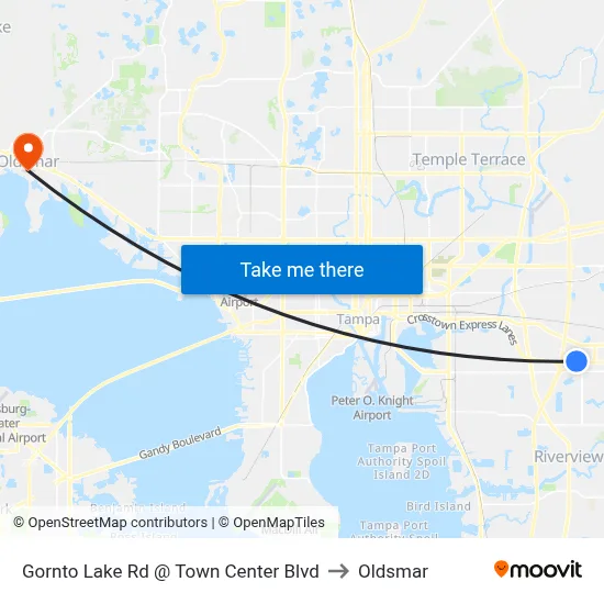 Gornto Lake Rd @ Town Center Blvd to Oldsmar map