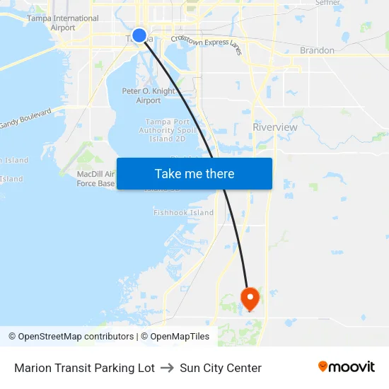Marion Transit Parking Lot to Sun City Center map