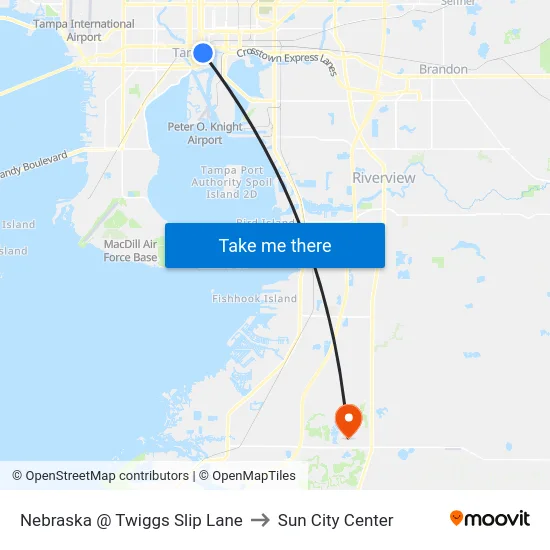 Nebraska @ Twiggs Slip Lane to Sun City Center map