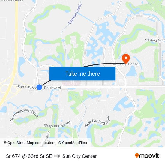 Sr 674 @ 33rd St SE to Sun City Center map