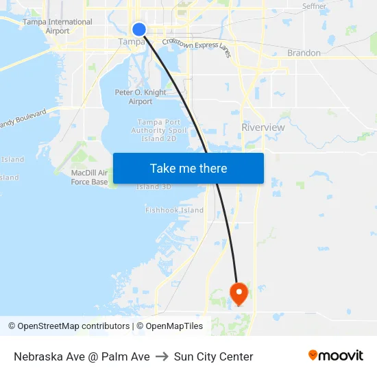 Nebraska Ave @ Palm Ave to Sun City Center map