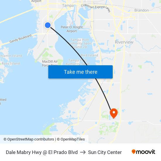 Dale Mabry Hwy @ El Prado Blvd to Sun City Center map