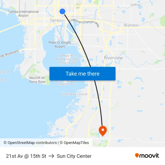 21st Av @ 15th St to Sun City Center map
