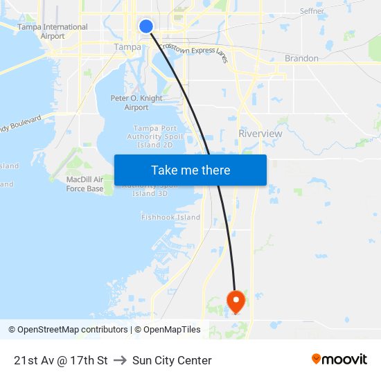 21st Av @ 17th St to Sun City Center map
