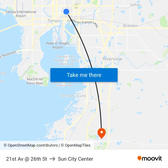 21st Av @ 26th St to Sun City Center map