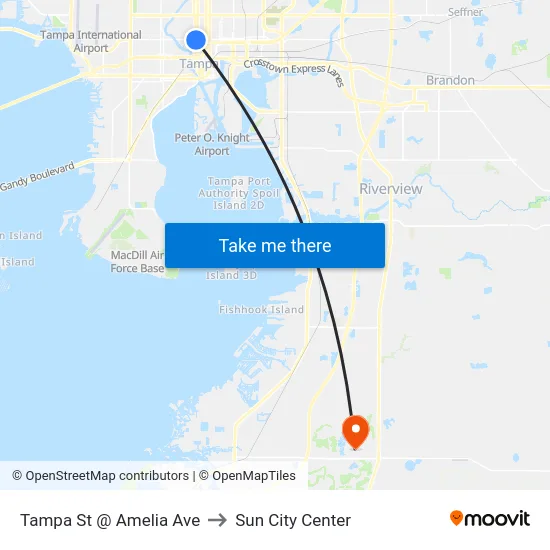 Tampa St @ Amelia Ave to Sun City Center map