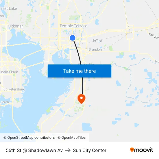 56th St @ Shadowlawn Av to Sun City Center map