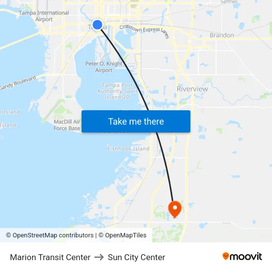 Marion Transit Center to Sun City Center map