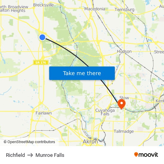 Richfield to Munroe Falls map