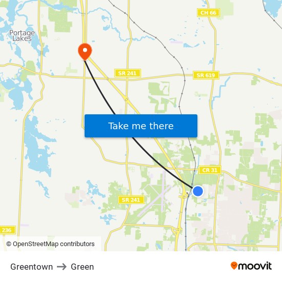 Greentown to Green map