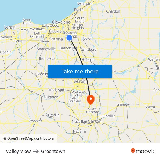 Valley View to Greentown map