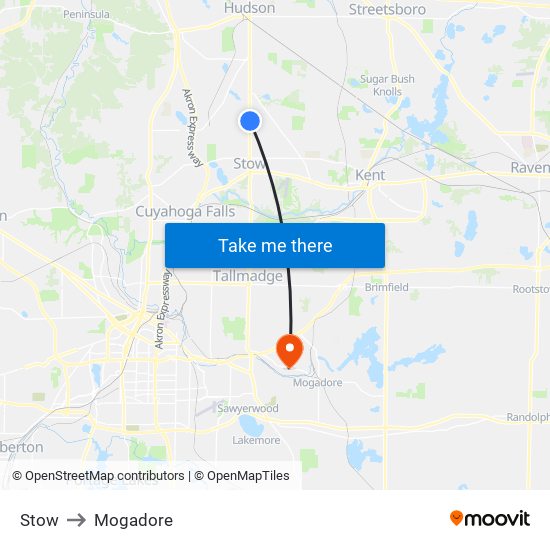 Stow to Mogadore map