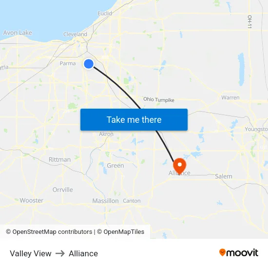 Valley View to Alliance map