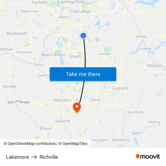 Lakemore to Richville map