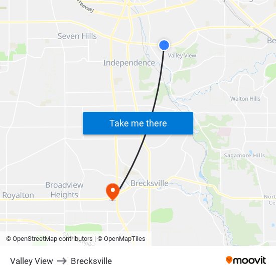 Valley View to Brecksville map