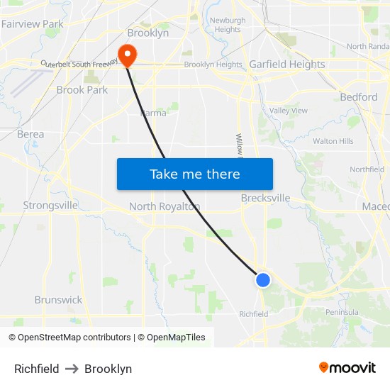 Richfield to Brooklyn map