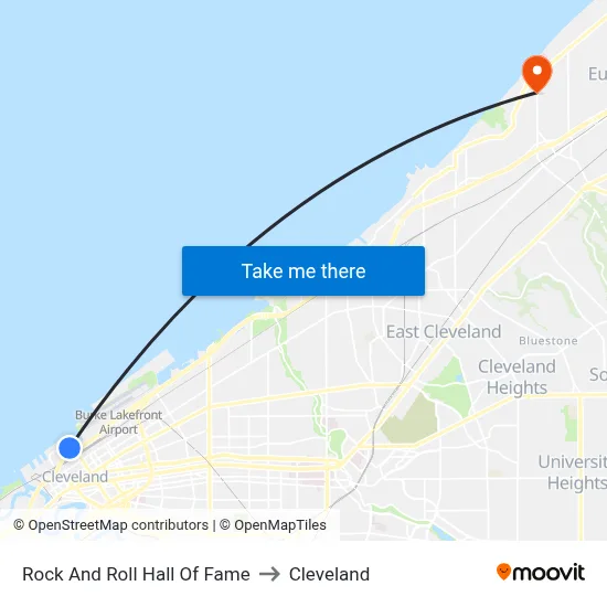 Rock And Roll Hall Of Fame to Cleveland map