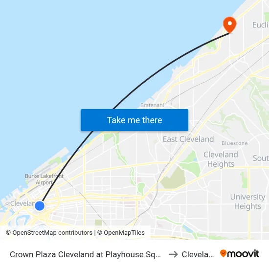 Crown Plaza Cleveland at Playhouse Square to Cleveland map