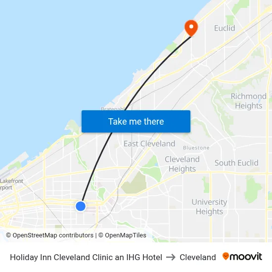 Holiday Inn Cleveland Clinic an IHG Hotel to Cleveland map
