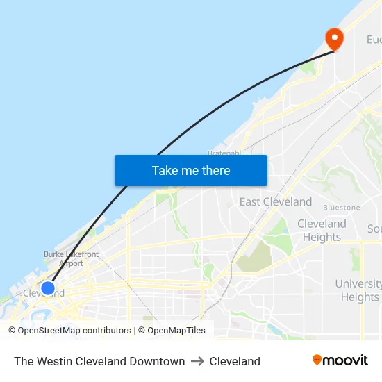 The Westin Cleveland Downtown to Cleveland map