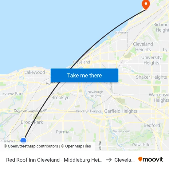 Red Roof Inn Cleveland - Middleburg Heights to Cleveland map
