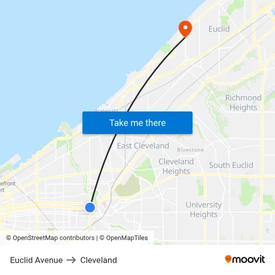 Euclid Avenue to Cleveland map
