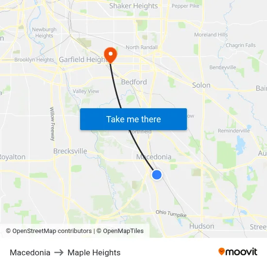 Macedonia to Maple Heights map