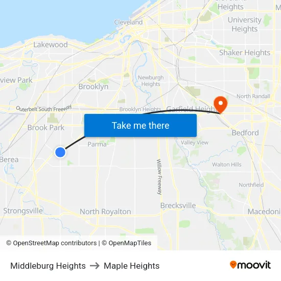 Middleburg Heights to Maple Heights map