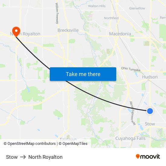 Stow to North Royalton map