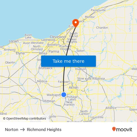 Norton to Richmond Heights map