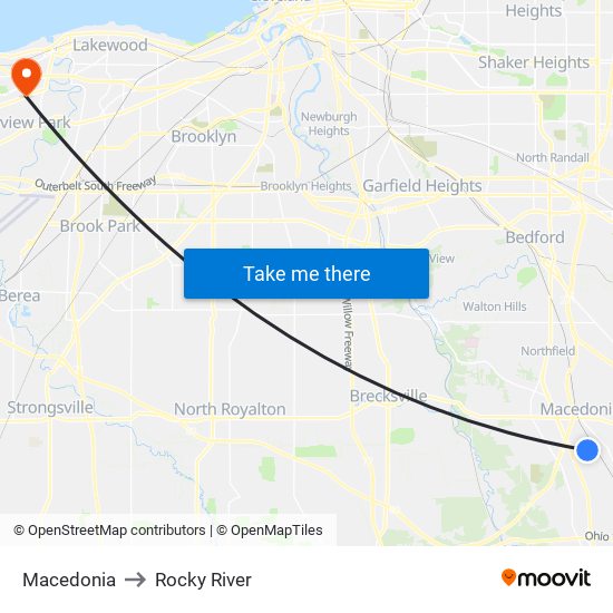 Macedonia to Rocky River map