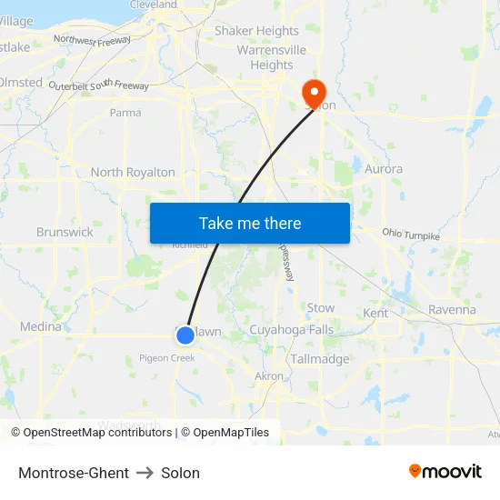 Montrose-Ghent to Solon map
